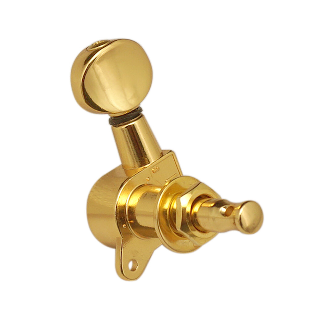 [ammoon]Guitar String Tuning Pegs Tuning Machines Sealed Machine Heads Tuning Keys Oval Button 6 Left for Electric Guitar or Acoustic Guitar Chrome Gold