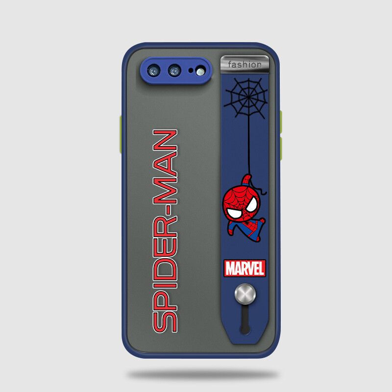 (With Wristband)Hontinga Casing Case For iPhone 6 6s 7 8 Plus SE 2020 Case Shockproof Frosted Back Marvel Spider-Man Cartoon Transparent Phone Case Soft Edge Full Lens Camera Protector Back Cover Hard Case For Boys