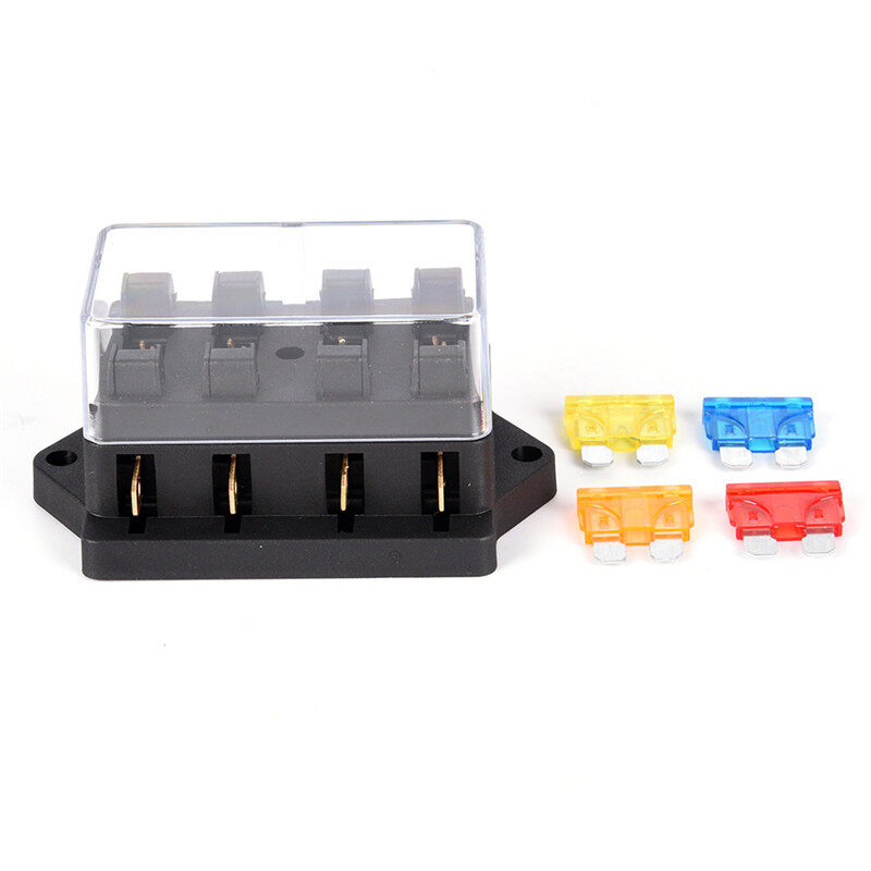 Goula Hộp Cầu Chì Lưỡi ATO Tiêu Chuẩn Mạch 4 Chiều Cho Xe Hơi Giá Đỡ Khối, Cầu Chì 12V/24V + 4 Chiều
