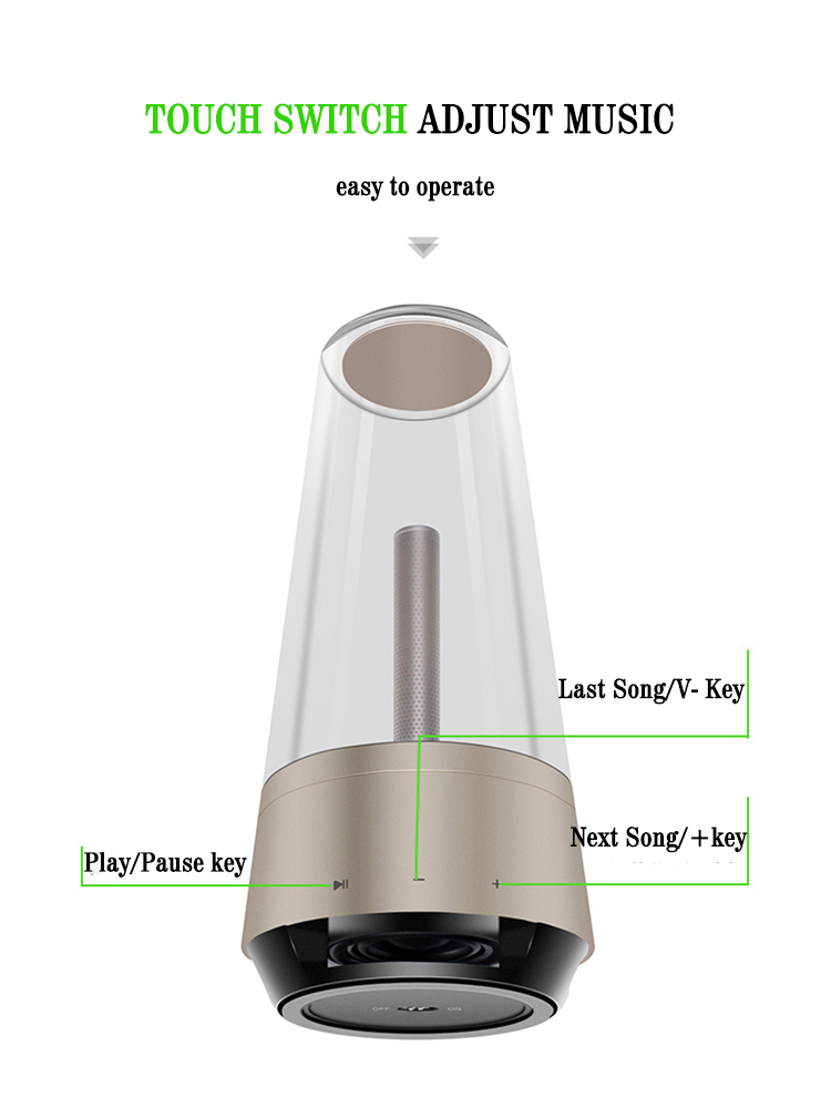 Wireless Bluetooth speaker Led Flame candle light portable Loudspeaker ...
