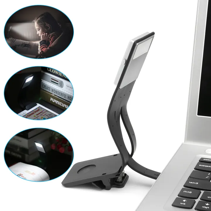 Ultrathin LED Book Light Dimmable Reading Light USB Rechargeable Light 4-Level Adjustable Brightness Flexible Reading Lamp Clip On for Book Ipad and More