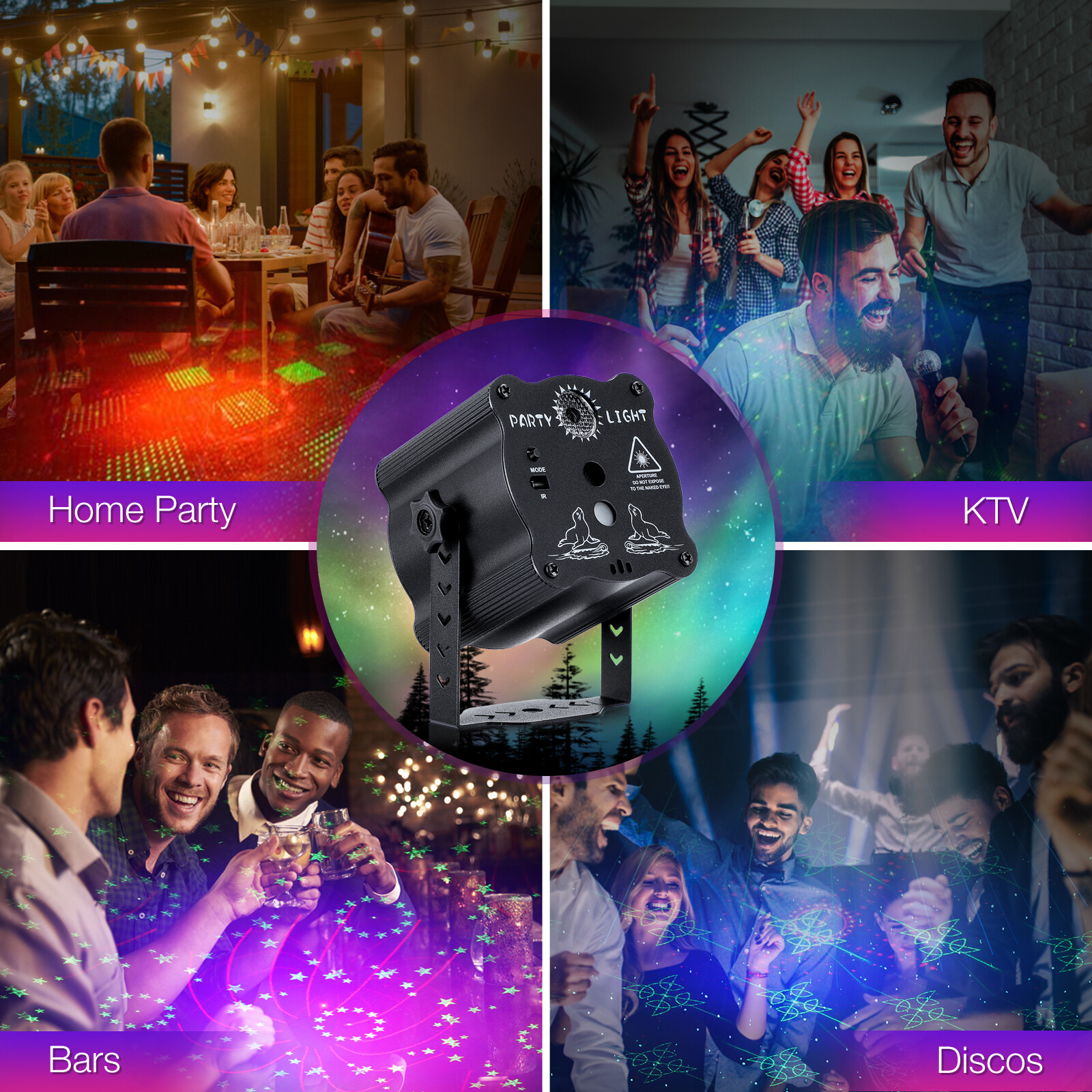 PASTSKY 90 Pattern Stage Laser Light Projector Lights Strobe Lights Party DJ Disco Lights Sound Activated RGB LED With Remote Control For Christmas Decoration Birthday Wedding KTV Bar