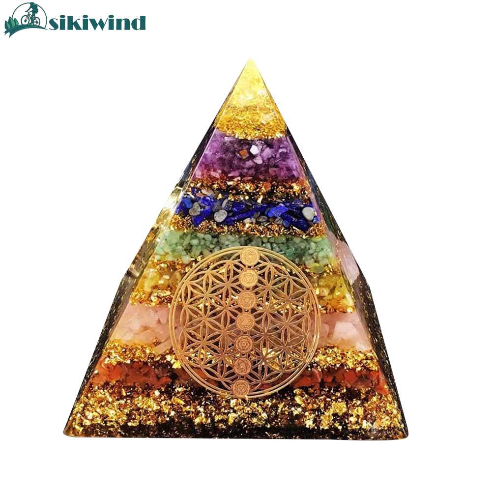 Toffos kim tự tháp năng lượng luân xa cơ quan đồ trang trí thiền yoga đá may mắn bảo vệ