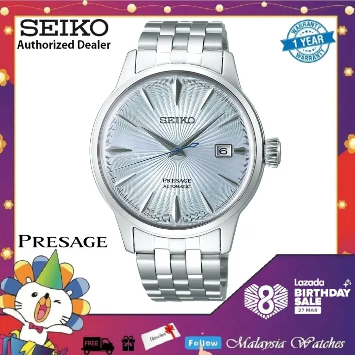 seiko men's automatic presage stainless steel bracelet watch 40.5 mm