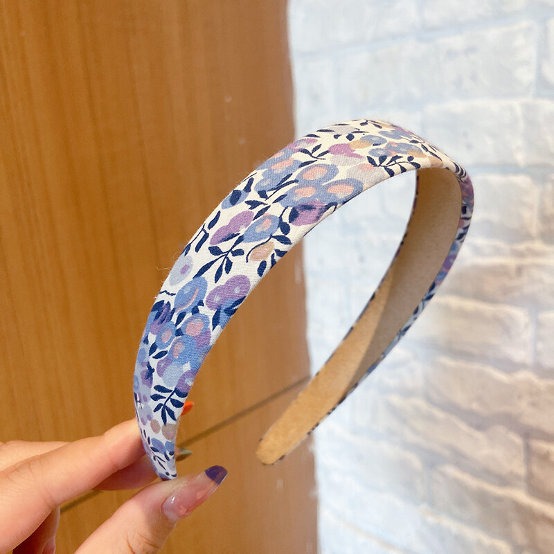 [ACC]Korean Fashion French Retro Hair Band Simple and Sweet Floral Check Headband