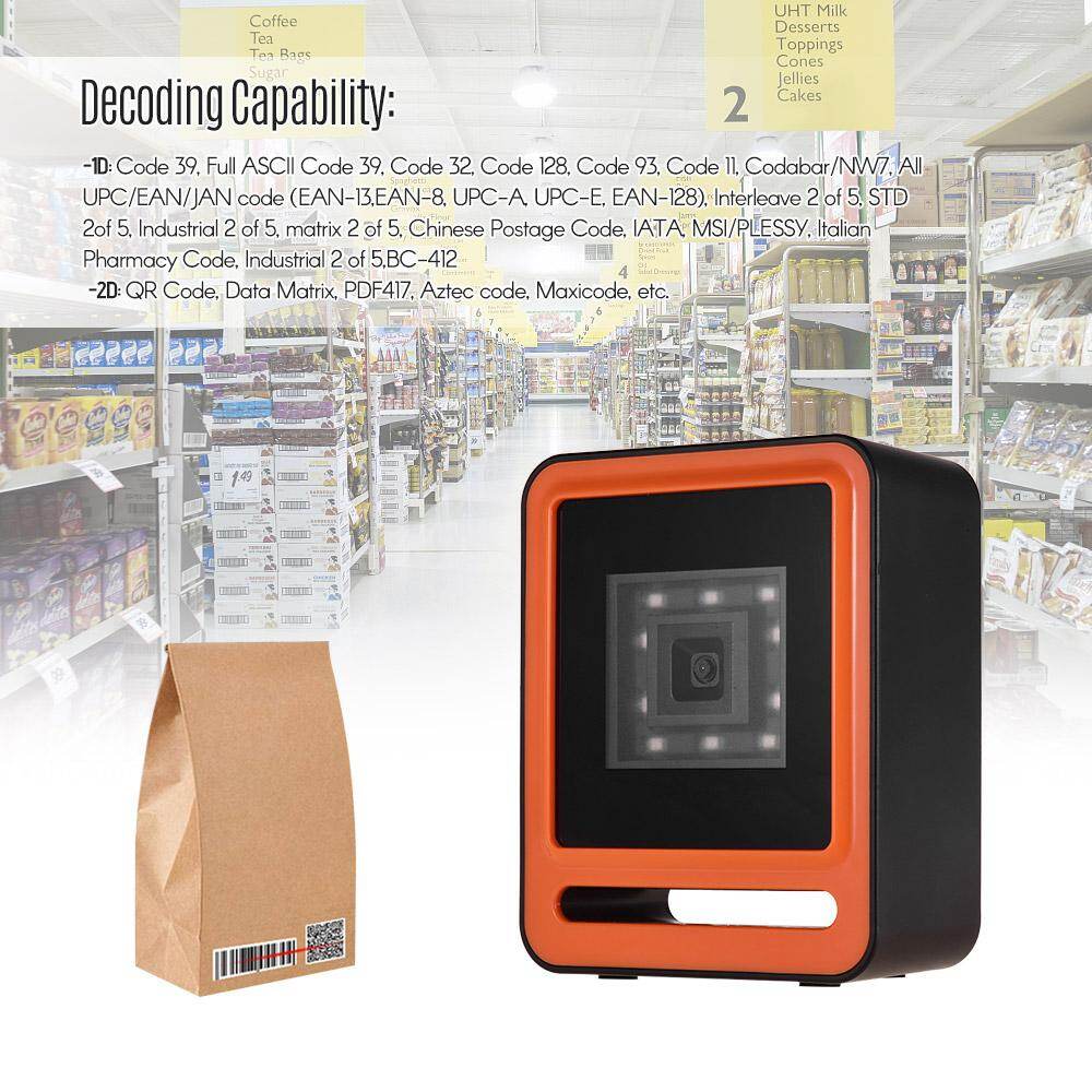 Aibecy แฮนด์ฟรี USB สาย1D 2D QR Barcoder เครื่องสแกนเนอร์เดสก์ท็อปปรับ ...