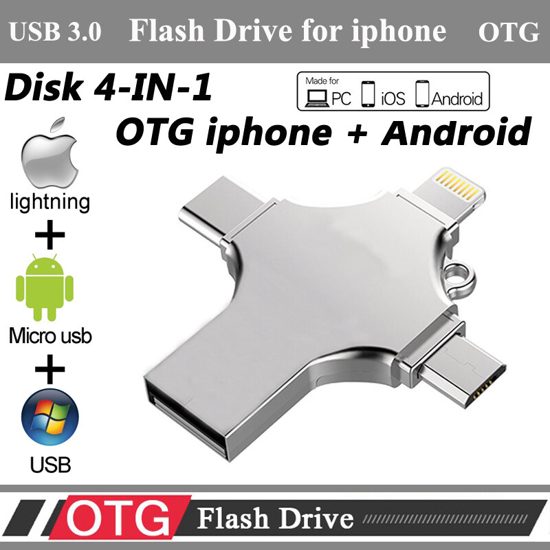 Otg Pendrive Spin 4 In1 OTG IPhone USB Flash Drive For IPhone X/8/7/7 Plus/6/6s/SE/ipad OTG Pen Drive HD Memory Stick Pendrive Usb 256GB 128GB 64GB