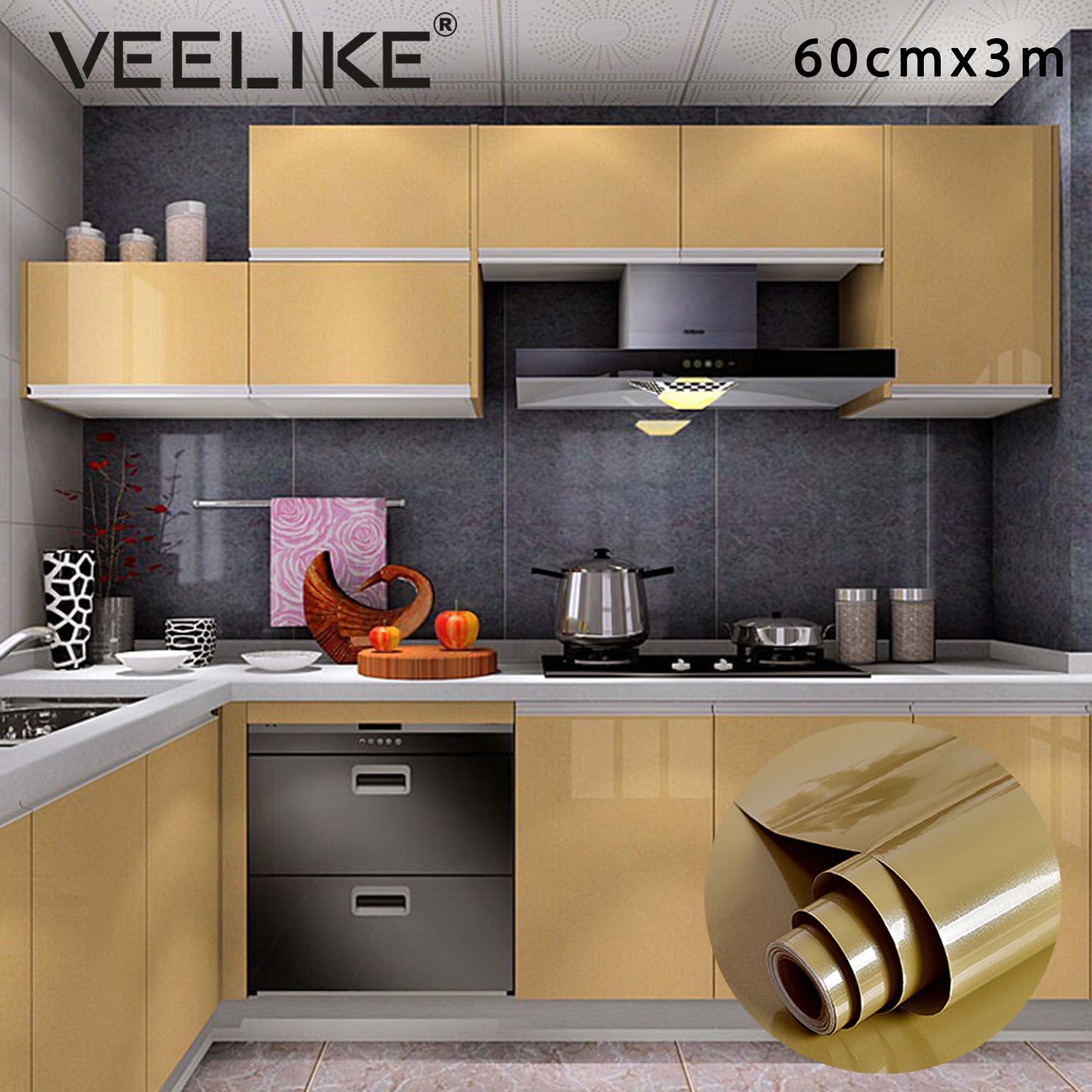 Veelike Kitchen Cabinet Liner Adhesive Contact Paper For Cabinet