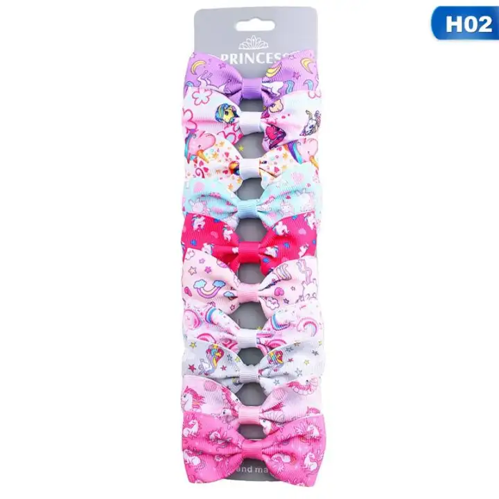 Sys 10 Pcs Set Baby Hairpins Rainbow Unicorn Headdress Gradient