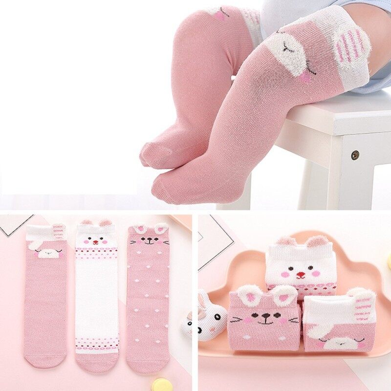3 Cặp/bộ Thu Đông Quá Đầu Gối Bé Tất Bé Trai Bé Gái Thiết Kế Hoạt Hình Giữ Ấm Cotton Cho Bé Tất