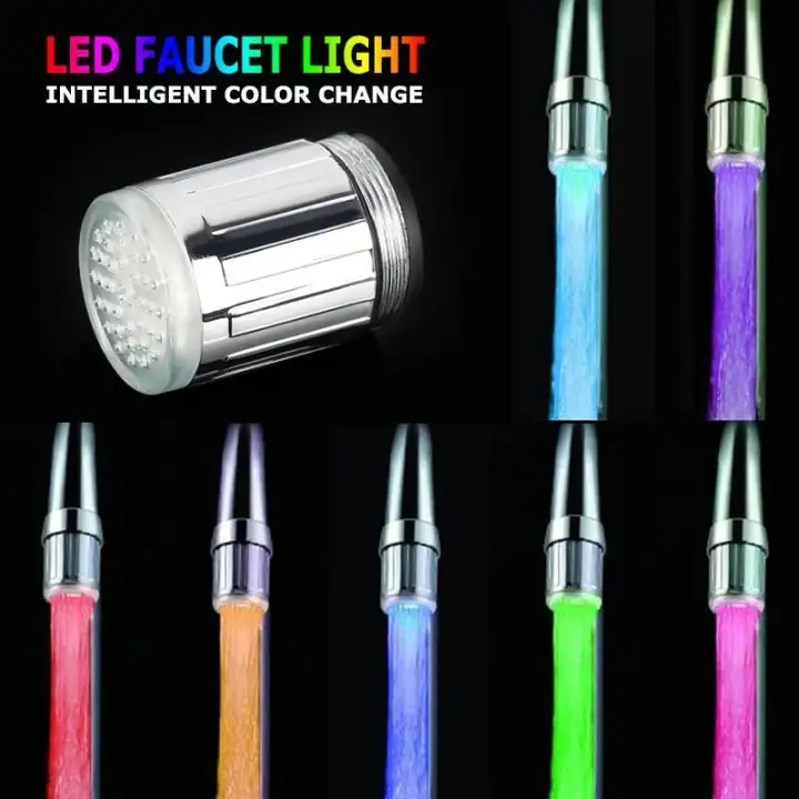 Chux 7 Colors Luminous Glow Light Up Rgb Led Water Faucet Shower