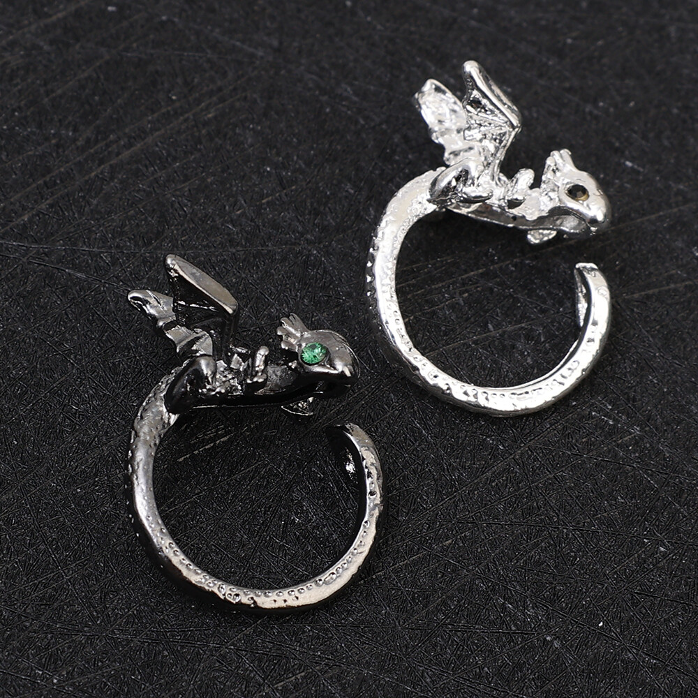 【Fairy Castle】Punk Dragon Claw Rings Retro Adjustable Opening Rings Steampunk Hip Hop Finger Rings Men's Party Jewelry Halloween Gift