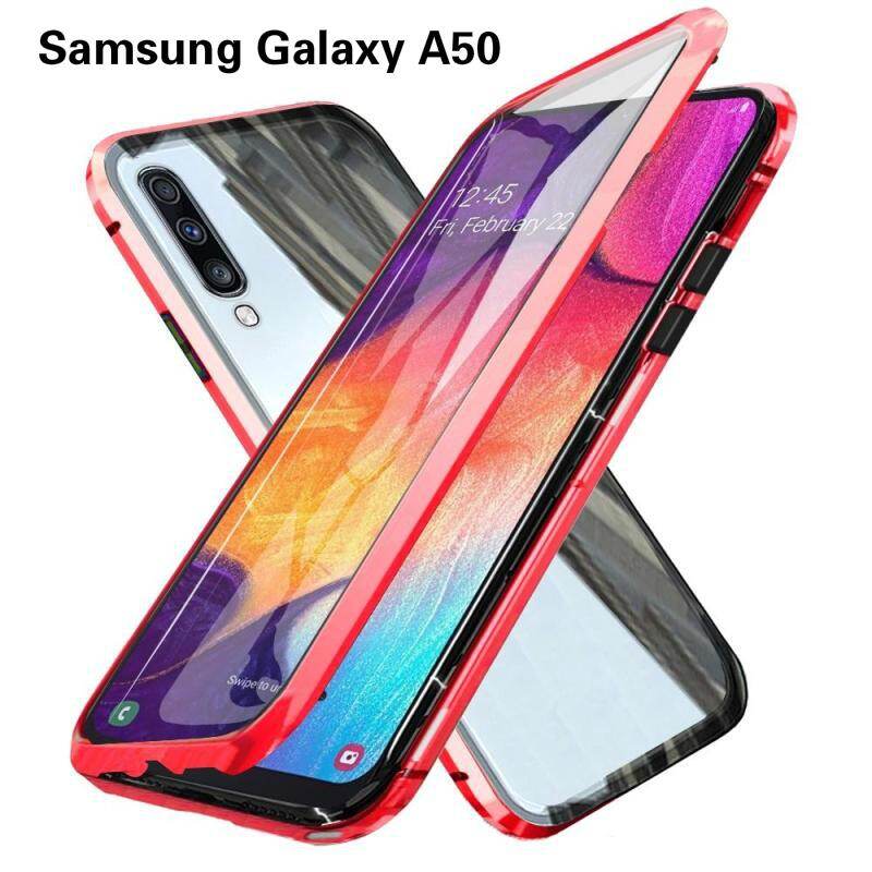 For Samsung Galaxy A50 Case 360 Front+Back double-sided 9H Tempered Glass Case For Samsung Galaxy A50 Metal Bumper Case