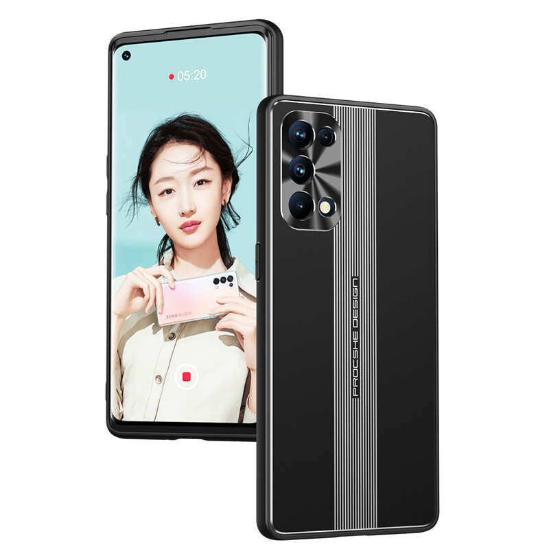 For OPPO Reno 6 5 Find X3 Pro Pro+ Phone Case, TPU Soft Glue Aluminum Alloy Soft Frame Anti-vibration Anti-fall Thin Light Treasure Sword Cover