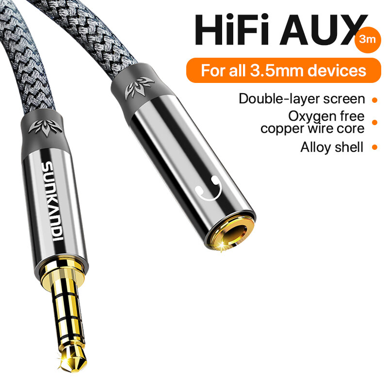 Sunkandi nối dài tai nghe cáp giắc cắm 3.5mm âm thanh AUX cáp 3.5mm nữ Splitter Loa dây điện nối dài