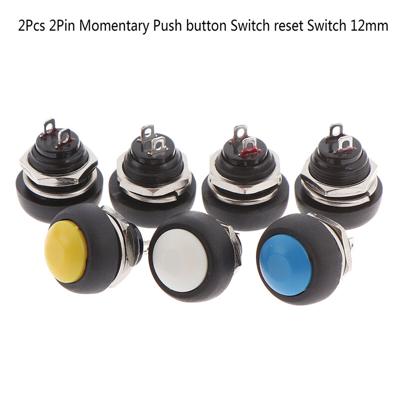 HITN 2Pcs สวิตช์2Pin กันน้ำ Momentary Push Button Switch Reset Non