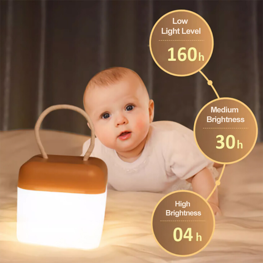 Vimite Smart Remote Control Small Night Light 3-Color Soft Light Flicker Dimming Illumination Plastic LED Bedside Lamp With Handle Rope Bedroom Light