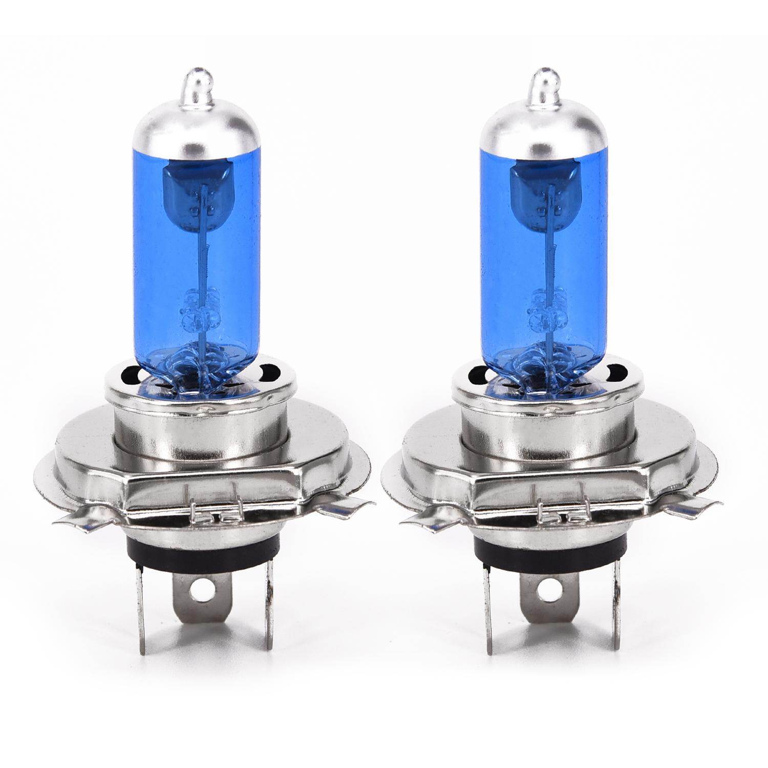 TEHAUTO 2pcs DC 12V H4 100W/Bulb 6000K Car Xenon Gas Halogen Headlight Headlamp Lamp Bulbs Blue Shell