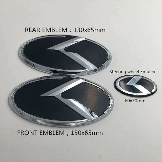 2 WHITE CARBON FIBER K EMBLEMS BADGES FOR KIA TRUNK OR HOOD PAIR