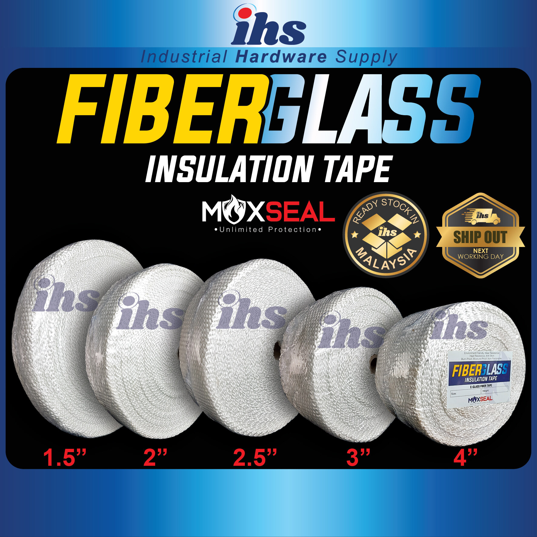 HIGH TEMPERATURE WOVEN FIBERGLASS INSULATION TAPE FOR BOILER, CHIMNEY, STEAM PIPE Lazada