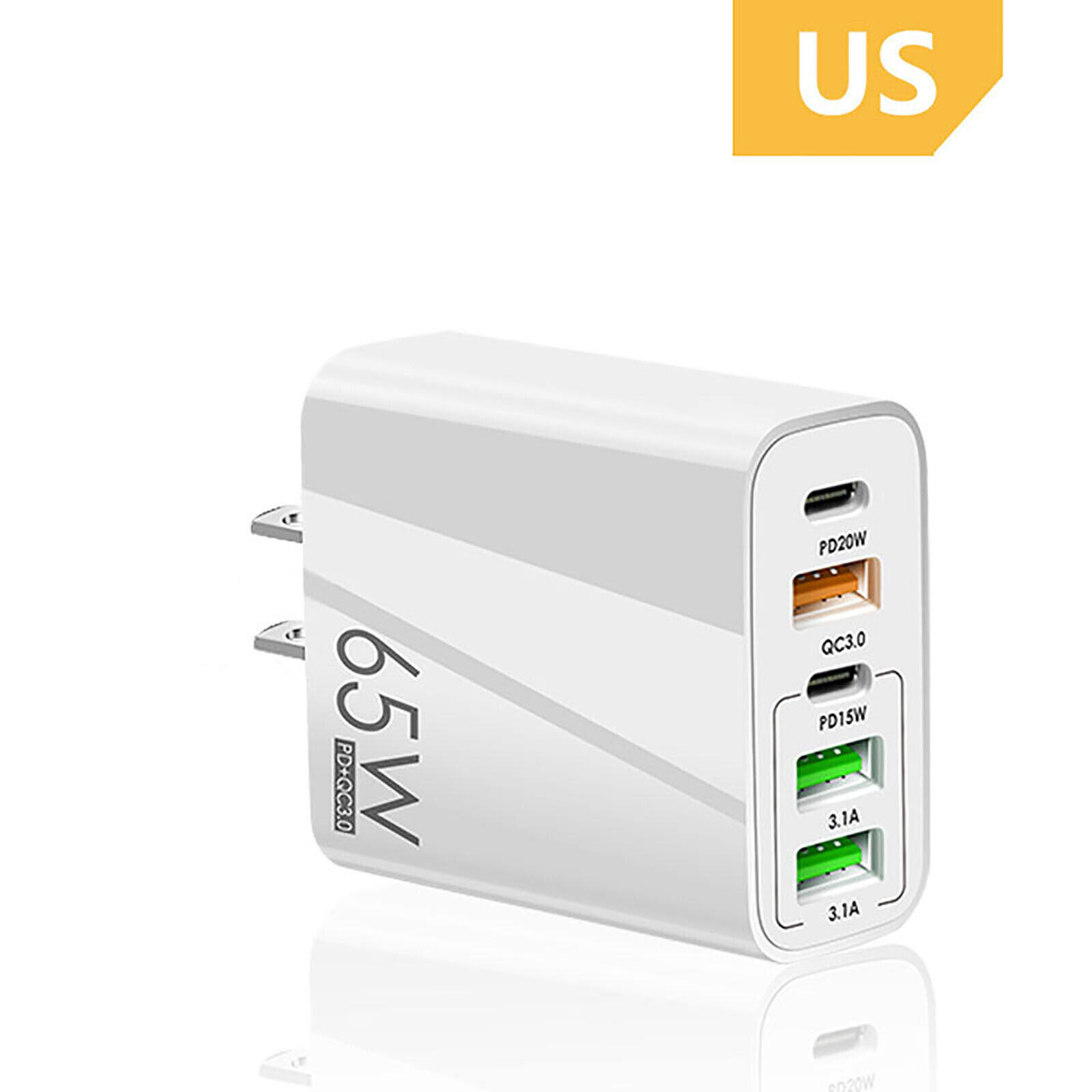 65W Charger 65W Gallium Nitride Charger 65W Charger 5-USB Charger Multi-port Speed Dispenser A+C Double PD+3USB PD Fast Charge Mobile Phone Charging Head QC3.0 Charger Black Charger White Charger 65W Gallium Nitride Charger PD65W Mobile Phone Quick