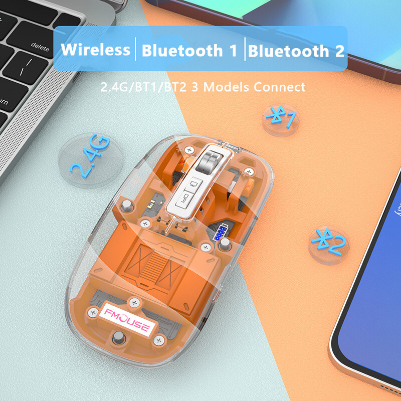 Vaorlo 2.4G chuột không dây bluetooth có thể điều chỉnh DPI LED Pin Hiển Thị Loại C Nhanh Chóng Sạc Câm Nút Chuột RGB trong suốt sành điệu 3 Mô Hình Kết Nối Cho Cửa Sổ trò chơi máy tính văn phòng