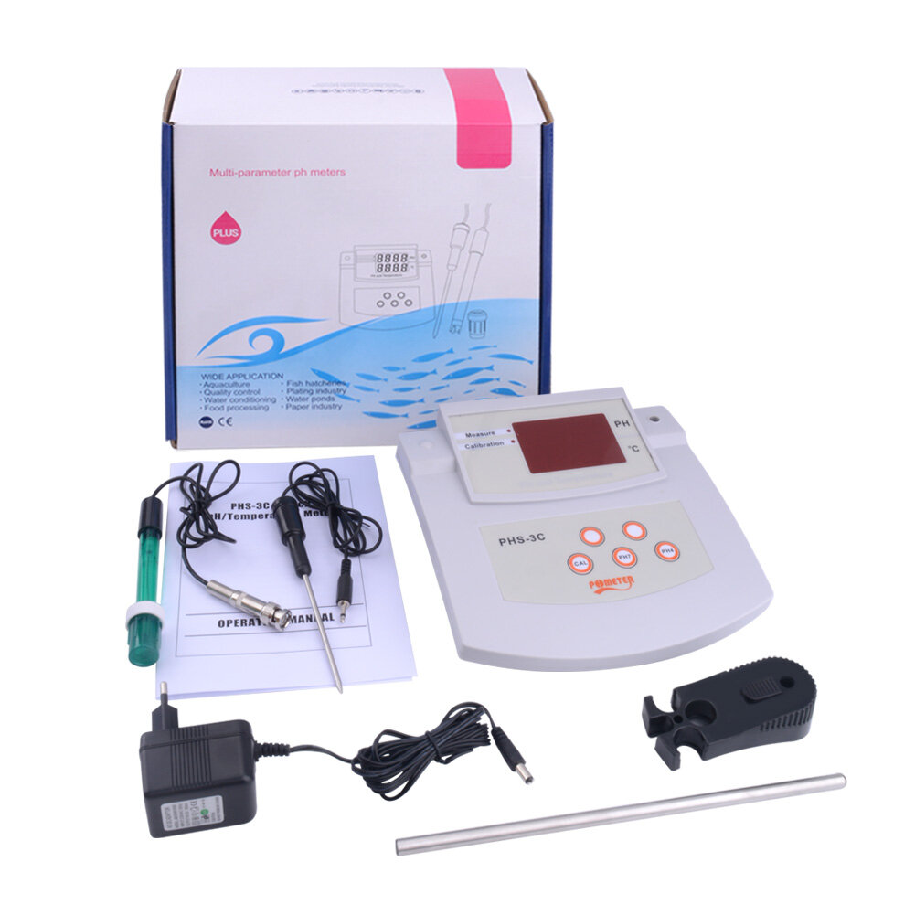 RCYAGO Máy Đo Độ Axit Để Bàn PHS-3C Máy Kiểm Tra Độ PH Kỹ Thuật Số 2 Trong 1 PH/Nhiệt Độ Máy Phân Tích Chất Lượng Nước Trong Phòng Thí Nghiệm Hiệu Chuẩn Tự Động