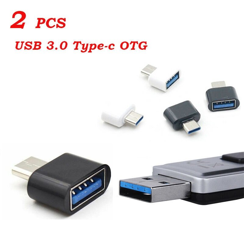 2 pcs usb-c android otg adapter micro type c converter usb 3.1 male to usb female