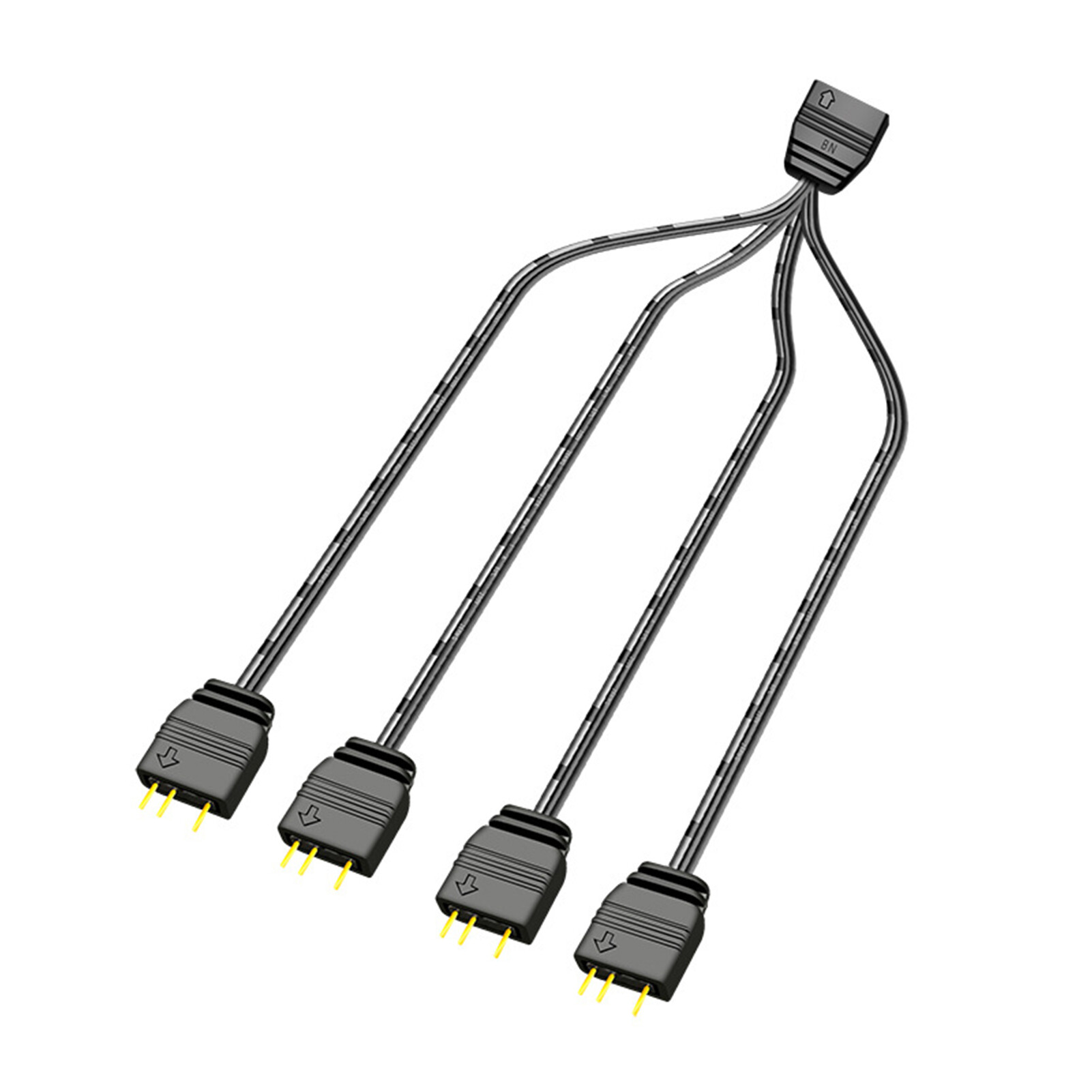 Baicai Kitchen COOLMOON ARGB Splitter 5V 3 Pin 1 to 4 Universal 33.5cm Mainboard ARGB Extension Cable with Protective Cap for Desktop ARGB Hub Wide