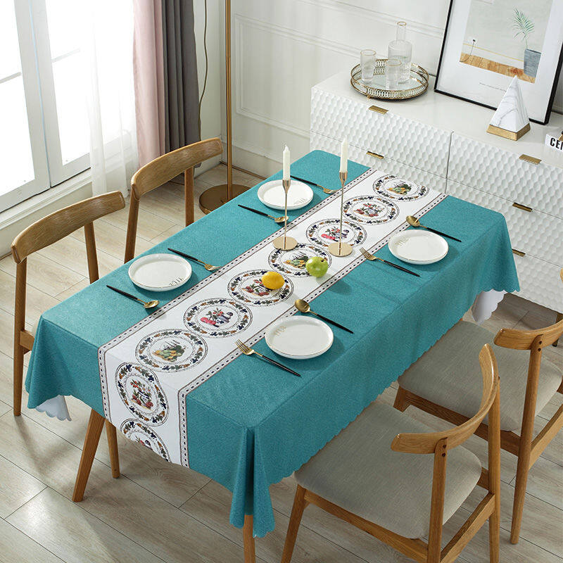 Lovehome Exquisite Print PVC Tablecloth 2 4 6 8-Seater Rectangular Dining Table Cloth Waterproof Hotproof Table Cover