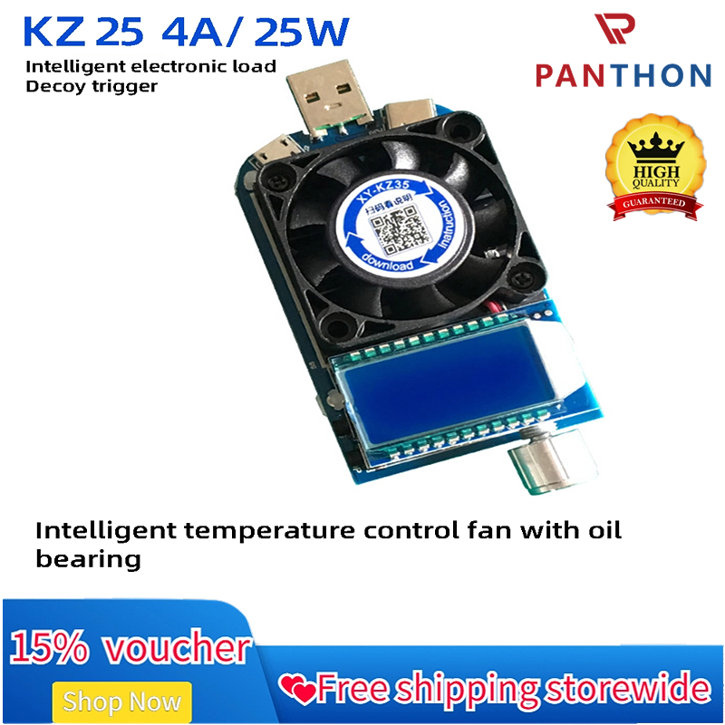 PANTHON Electronic USB Load Tester Adjustable Discharge Resistor Module 35W Test and Trigger QC2.0 QC3.0 AFC FCP with Cooling Fan
