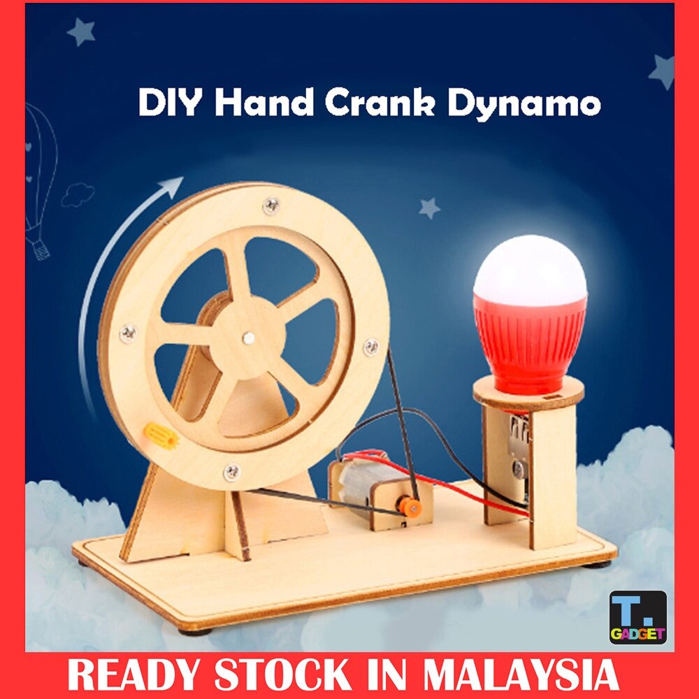 DIY Hand Crank Dynamo Wooden Educational Kits For Children Physical