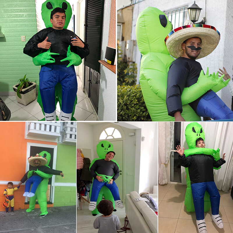 Monkey Fun ET Alien inflatable Auit Alien Monster Inflatable Costume Ghost Inflatable Costume Halloween Scary Green Alien Cosplay Costume For Adults Children's Party Festival Stage
