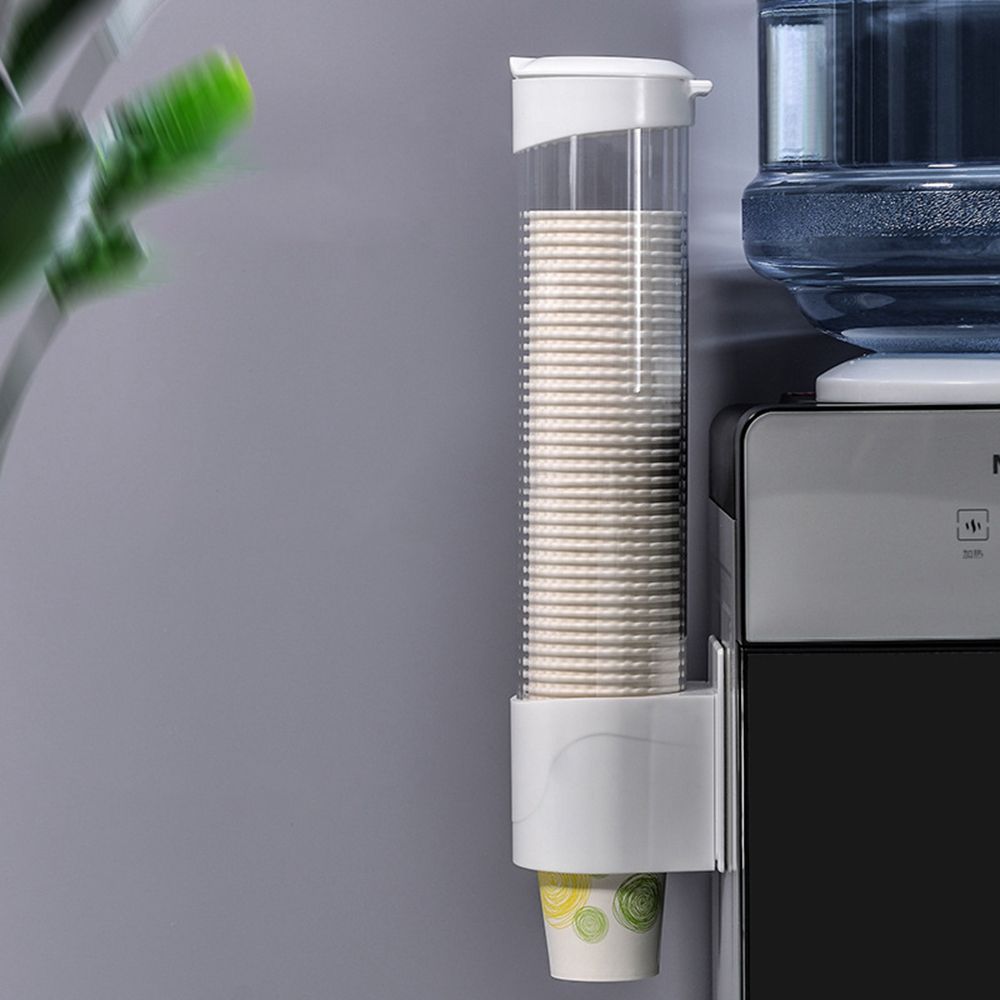 ELEVE Disposable Paper Cups Wall Mounted Dustproof Automatic Plastic Storage Rack Cup Dispenser Cup Remover Cup Holder