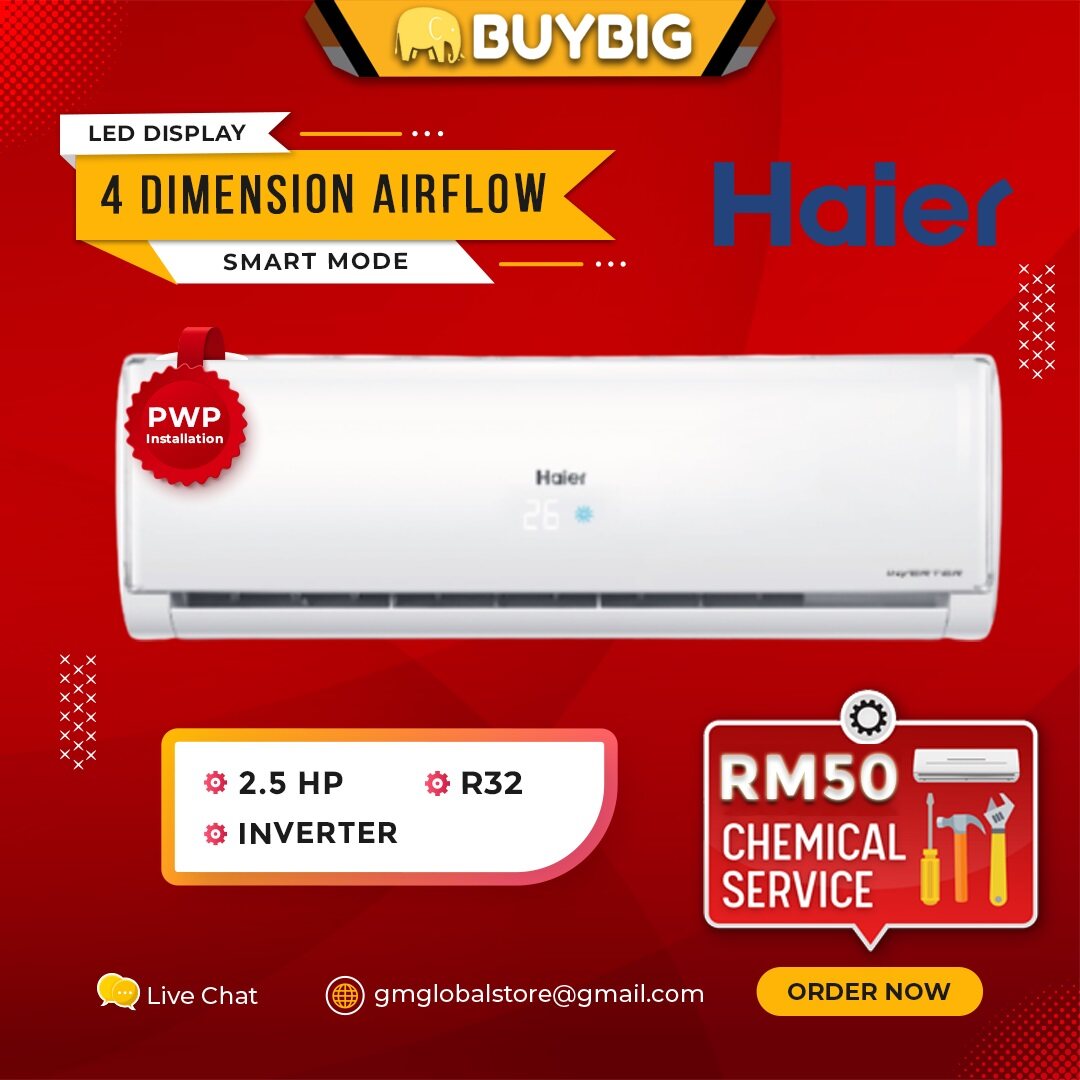 🛠️Haier 2.5HP R32 Air Conditioner Hyper PCB Inverter Smart Self Clean
