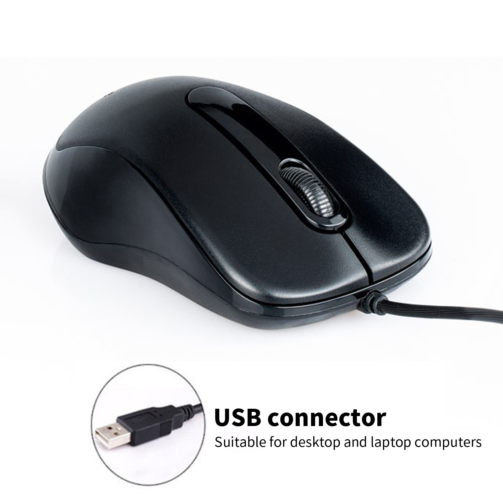 Baicai Kitchen Computer Mouse Plug And Play 3-Button Quiet Operation 1200DPI Ergonomic Design Control Notebook Anti-slip USB Wired Office Mouse for Laptop Professional Gaming Mouse