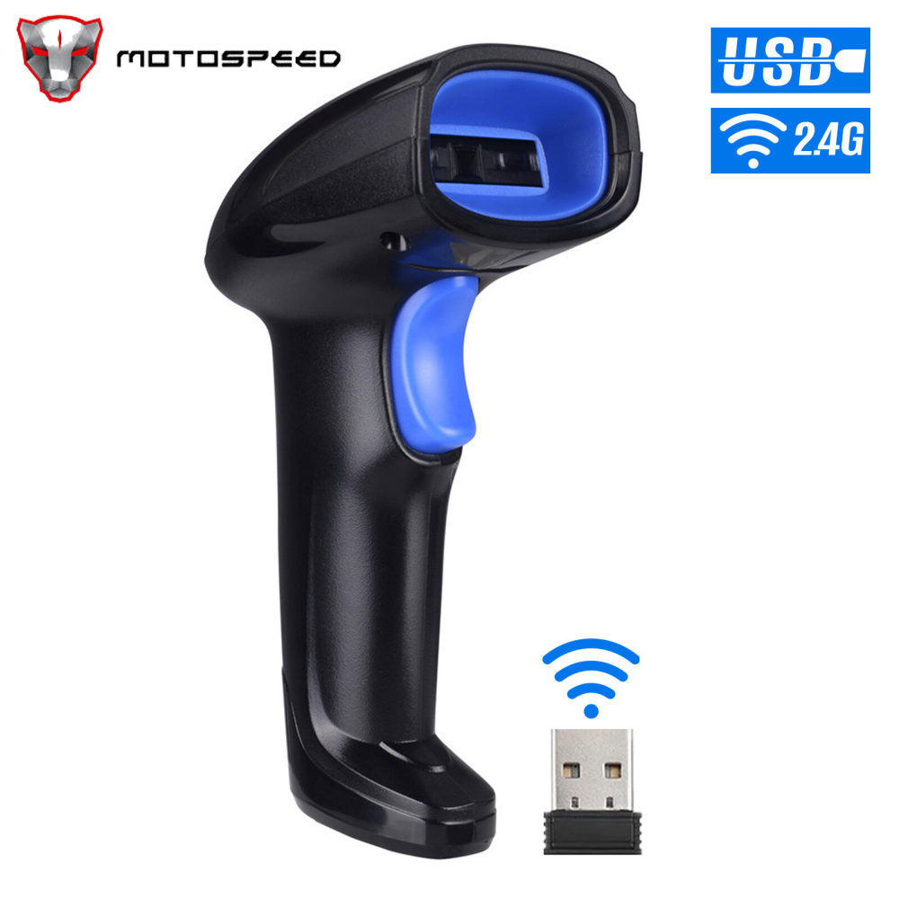 KKMOON 2-in-1 2.4G Wireless Barcode Scanner & USB Wired Barcode Scanner Automatic Handheld 1D Bar Code Scanner Reader with Rechargeable Battery Mini USB Receiver USB Cable for Computer Laptop