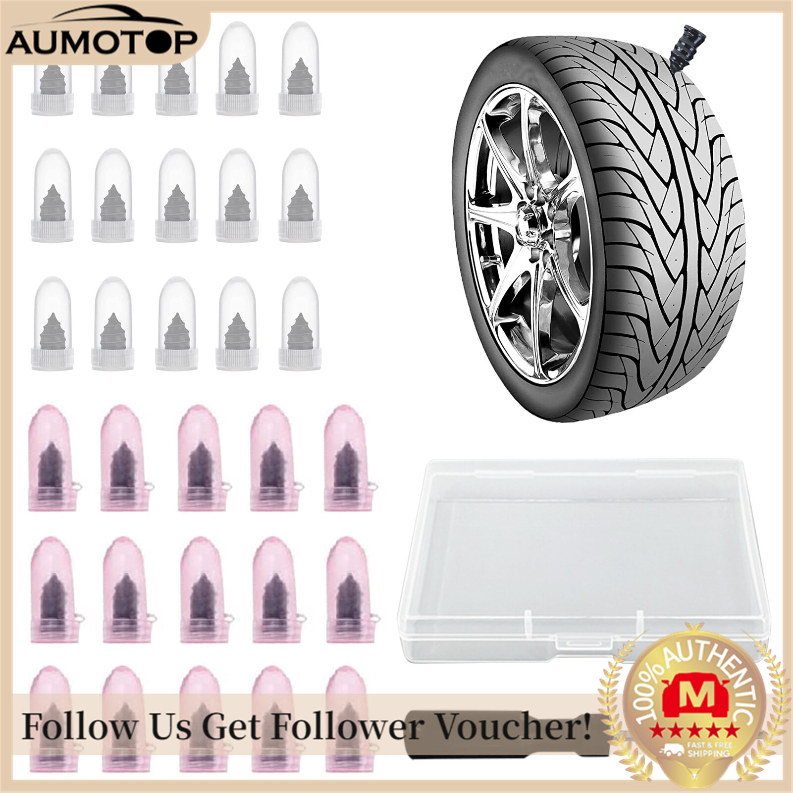 Tire Repair Kit, 30PCS Tire Repair Rubber Nails Vacuum Tire Repair Kit for Cars Motorcycles Trucks Tractors Buses