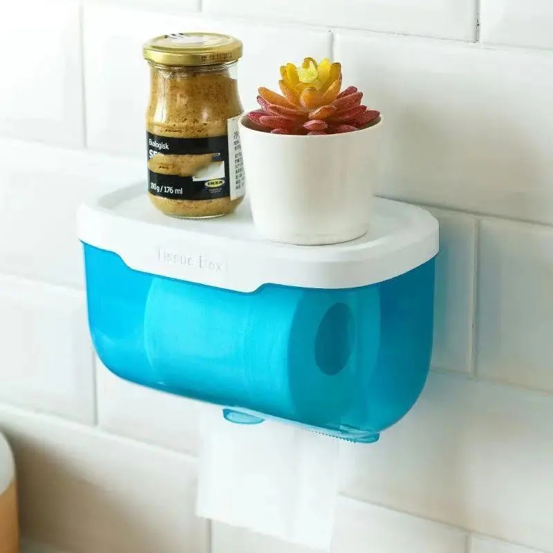 Punch-free Toilet Tissue Box Plastic Roll Holder Toilet Bathroom Tissue Box Pumping Box Tissue Holder