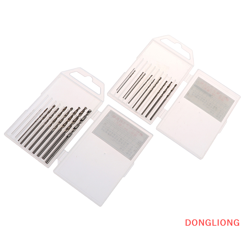DONGLIONG 10Pcs/Box Mini Drill HSS Bit 0.8mm-3.0mm Straight Shank PCB Twist Drill Bits Set