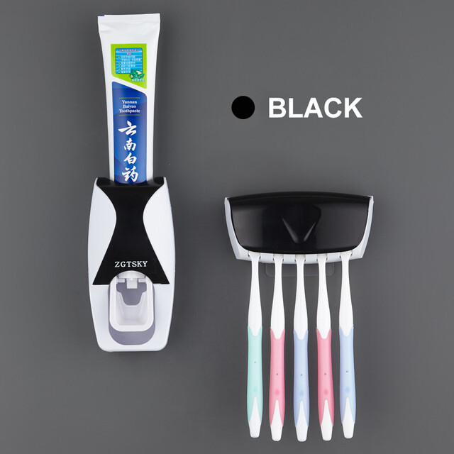 Automatic Toothpaste Dispenser, Dustproof Wall Mount, Storage Wall Holder, Bathroom Accessories Set Squeezer