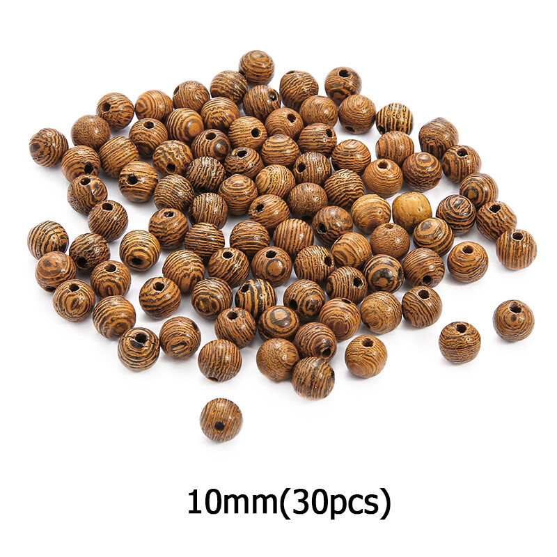6/8/10/12mm Natural Fancy Wood Beads Round Ball Loose Space Beads for Bracelet Necklace DIY Jewerlry Making Handmade Accessories