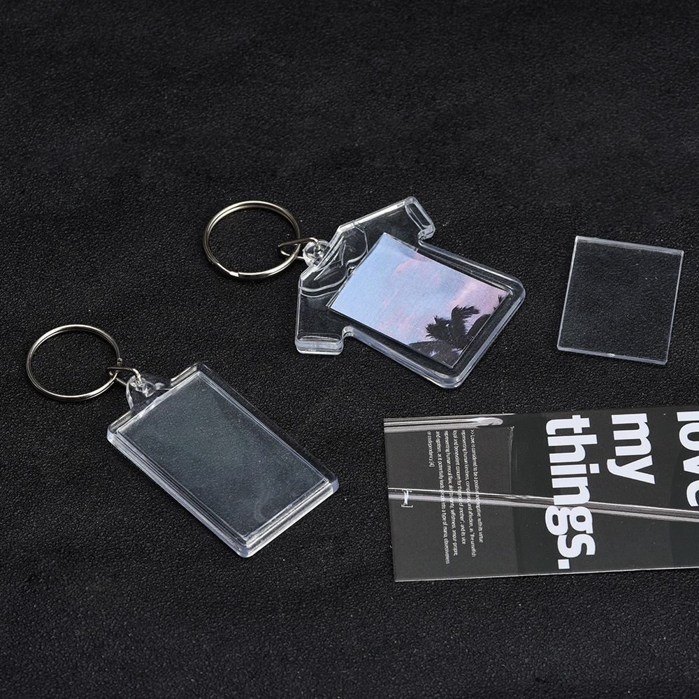Thời trang Khung ảnh sáng tạo Keychain Acrylic hình chữ nhật chèn hình ảnh khung Keyring Móc treo chìa khóa DIY chia Mặt dây chuyền Nhẫn quà tặng