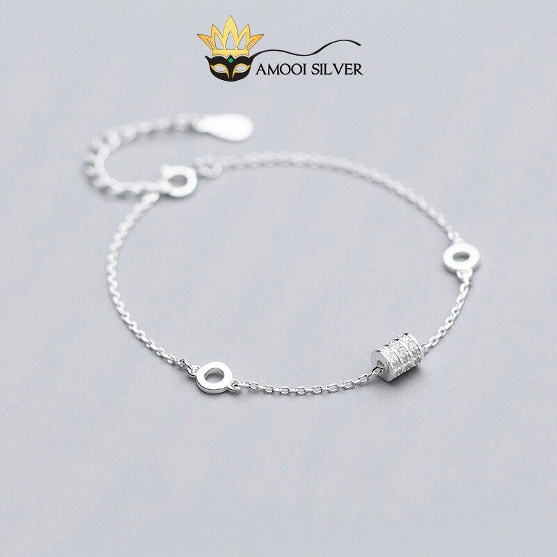 Lắc chân bạc s925 trụ nạm đá - amooi silver ac07