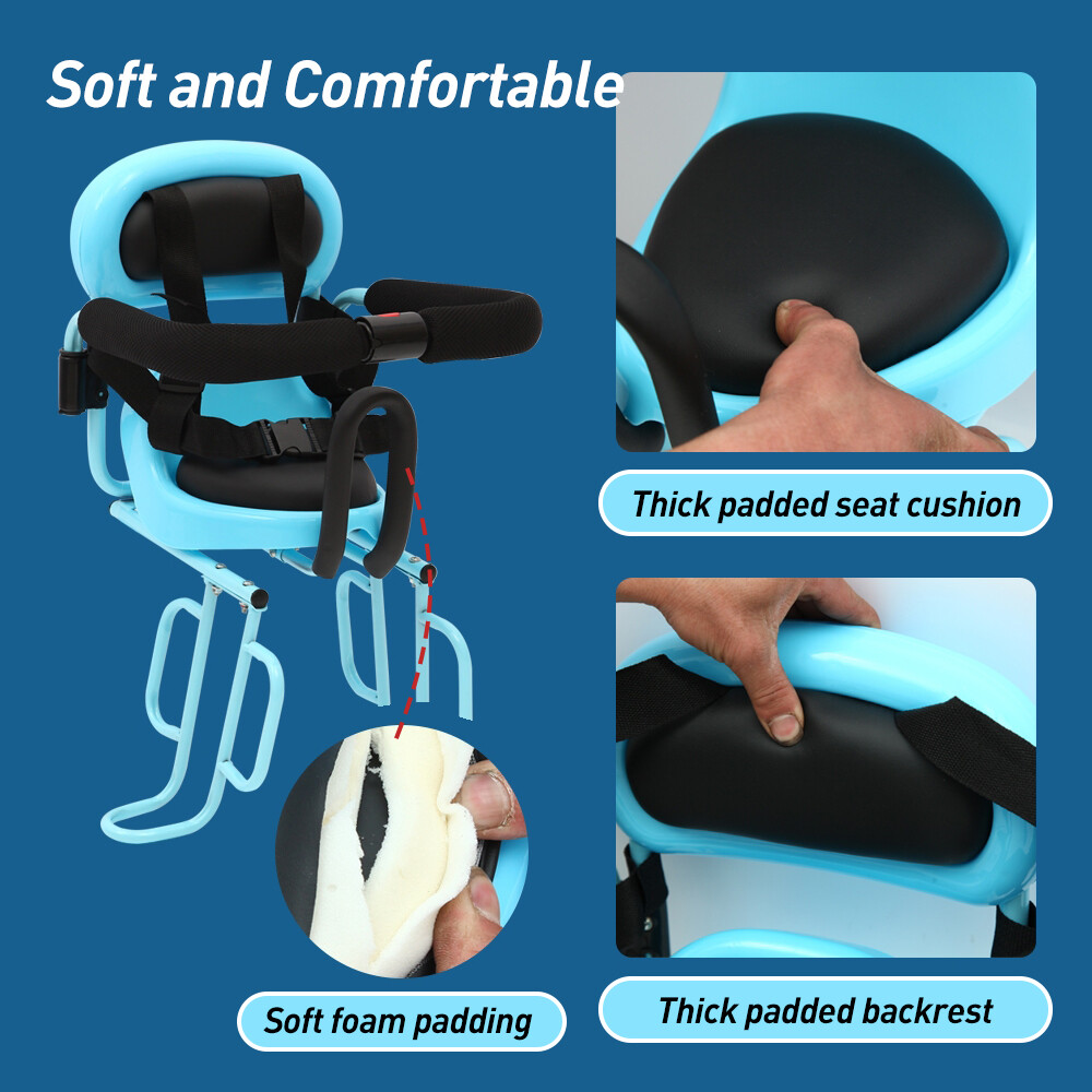 AOTENG STAR Front Mount Child Bike Seat - Adjustable Footrests, Quick Release, For Kids 8 Months To 4 Years (Up To 110 Lbs)