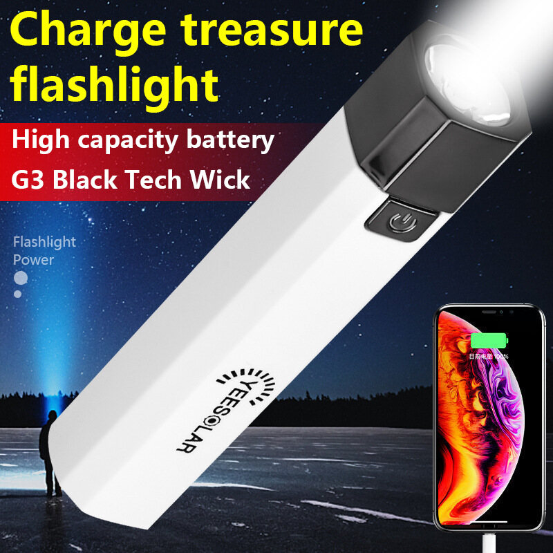 Mini Flashlight USB Rechargeable Outdoor Small Flashlight Walking Portable Household Lighting Flashlight