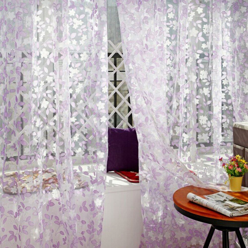 Chic Leaf Type Tulle Door Window Curtain Rural Leaf Design Curtain