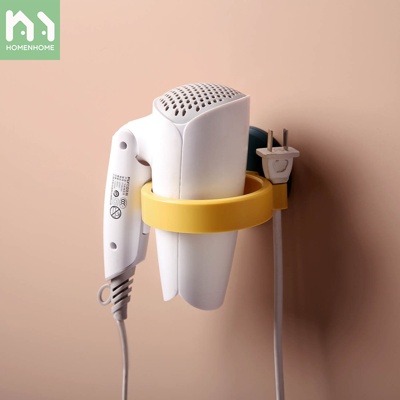 Homenhome Hair Dryer Rack Self-adhesive Bathroom Hair Dryer Shelf Toilet Wall Hanger Storage Rack