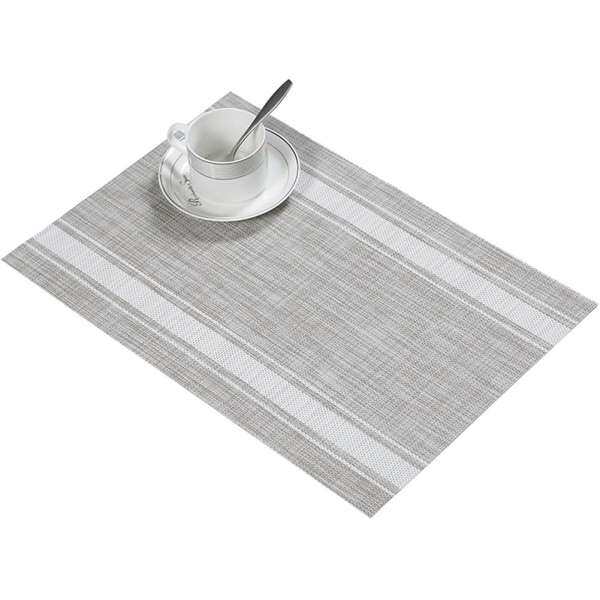 Placemat Ăn Bộ Đồ Ăn Miếng Lót Cách Nhiệt Sọc PVC Bàn Thảm Có Thể Rửa Được