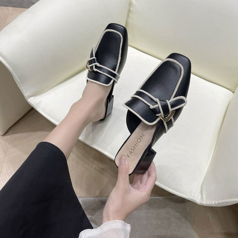 48H AFTER Slipper women's new style no heel high heel mules half slipper women's shoes